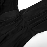 Sexy Deep V-neck Ruched Long-Sleeved Waist-Defining Blazer Dress RS-25DS432