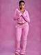 Casual Letter Print Zip-up Hooded Jacket and Trousers Set XS-2067
