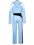 Stylish Color-block Zip-up Cardigan and Wide-leg Pants Two-piece Set RS-391431