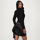 Sexy Deep V-neck Ruched Long-Sleeved Waist-Defining Blazer Dress RS-25DS432
