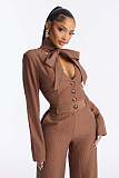 Fashionable Wide-Leg Jumpsuit With Tie and Bow Detail OSM-4496