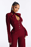 Fashionable Wide-Leg Jumpsuit With Tie and Bow Detail OSM-4496