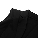 Sexy Deep V-neck Ruched Long-Sleeved Waist-Defining Blazer Dress RS-25DS432