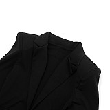Sexy Deep V-neck Ruched Long-Sleeved Waist-Defining Blazer Dress RS-25DS432