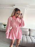 Fashionable Lapel Buttoned Long-Sleeved Waist-Defining Dress RS-S220