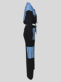 Casual Striped Long-Sleeved Shirt with Pockets and Tie-Waist Straight-Leg Pants Set RS-T076