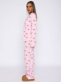 Casual Home Wear Long-Sleeved Lapel Single-Breasted Top and Straight-Leg Pants Set RS-T116