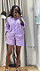 Fashion Lapel Contrast Color Cardigan Striped Shirt and Trousers Two-Piece Set QZ-7715