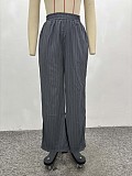 Fashion Lapel Striped Shirt and Straight-Leg Pants Set QZ-6297