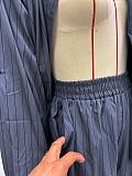 Fashion Lapel Striped Shirt and Straight-Leg Pants Set QZ-6297