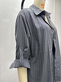 Fashion Lapel Striped Shirt and Straight-Leg Pants Set QZ-6297