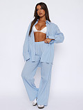 2026 Fashion Long-Sleeved Single-Breasted Lapel Shirt and Wide-Leg Straight-Leg Pants Set RS-S210