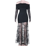 Sexy See-Through Lace Off-the-Shoulder Dress SUM-25076