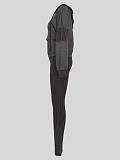 Fashion Striped Long-Sleeved Hooded Patchwork Top and Slim-Fit Slit Pants Set RS-T049
