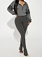 Fashion Striped Long-Sleeved Hooded Patchwork Top and Slim-Fit Slit Pants Set RS-T049