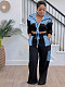 Casual Striped Long-Sleeved Shirt with Pockets and Tie-Waist Straight-Leg Pants Set RS-T076