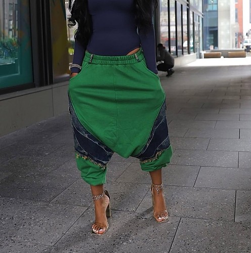 Summer New Arrival Patchwork Loose Harem Denim Jeans RS-2465