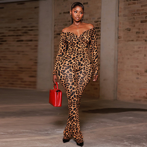 Sexy Leopard Print Waist-Defining Jumpsuit JY-006308