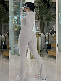 Fashion Stand-Up Collar Cardigan Zipper Jacket and Wide-Leg Pants Sportswear Set RS-2552