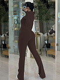 Fashion Stand-Up Collar Cardigan Zipper Jacket and Wide-Leg Pants Sportswear Set RS-2552