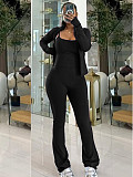 Fashion Stand-Up Collar Cardigan Zipper Jacket and Wide-Leg Pants Sportswear Set RS-2552