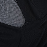 Sexy V-neck Slim-fit Mesh Panel Long-sleeved Mini Dress FLY-25192