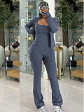 Fashion Stand-Up Collar Cardigan Zipper Jacket and Wide-Leg Pants Sportswear Set RS-2552