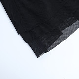 Sexy V-neck Slim-fit Mesh Panel Long-sleeved Mini Dress FLY-25192