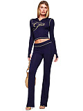 GIA Fashion Printed Hooded Long-Sleeve Thumbhole Flared Two-Piece Set CH-25071
