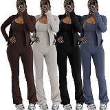 Fashion Stand-Up Collar Cardigan Zipper Jacket and Wide-Leg Pants Sportswear Set RS-2552