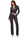 GIA Fashion Printed Hooded Long-Sleeve Thumbhole Flared Two-Piece Set CH-25071