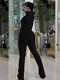 Fashion Stand-Up Collar Cardigan Zipper Jacket and Wide-Leg Pants Sportswear Set RS-2552