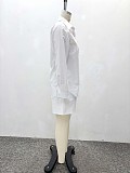 Solid Color Lapel Shirt and Casual Shorts Two-Piece Set QZ-7729