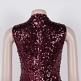 Sexy Slim-Fit Sequin and Mesh Patchwork Dress NY-3862