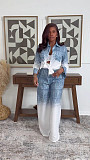 Fashionable and Elegant Color-Blocked Long-Sleeved Collared Shirt and High-Waisted Pants Set QZ-8170