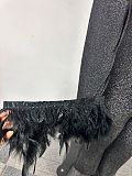 Sexy Stretchy Shiny One-Shoulder Jumpsuit with Feather Embellishments NY-10688