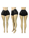 Gold-stamped Elastic High Waisted Shorts Seven-inch Length Women Style CH-25068