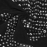 Sexy Rhinestone Embellished Sheer Strappy Elastic Slim-Fit Jumpsuit NY-3193