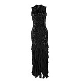 Sexy Slim-Fit Sequin and Mesh Patchwork Dress NY-3862
