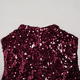 Sexy Slim-Fit Sequin and Mesh Patchwork Dress NY-3862