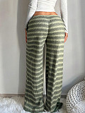 Casual Loose Fit Color-Blocked Striped Straight-Leg Pants XS-1259