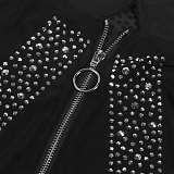 Sexy Rhinestone Embellished Sheer Strappy Elastic Slim-Fit Jumpsuit NY-3193