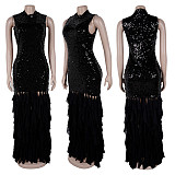 Sexy Slim-Fit Sequin and Mesh Patchwork Dress NY-3862