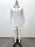 Solid Color Lapel Shirt and Casual Shorts Two-Piece Set QZ-7729