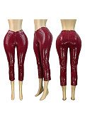Gold-stamped Elastic High Waisted Shorts Seven-inch Length Women Style CH-25068