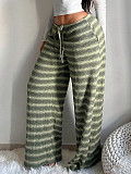 Casual Loose Fit Color-Blocked Striped Straight-Leg Pants XS-1259