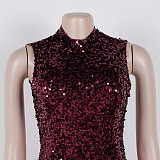 Sexy Slim-Fit Sequin and Mesh Patchwork Dress NY-3862