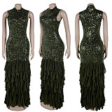 Sexy Slim-Fit Sequin and Mesh Patchwork Dress NY-3862