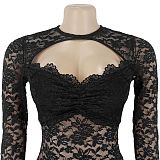 2026 Sexy See-Through Lace Slim-Fit Bodysuit With Hip-Hugging Design BY-7637