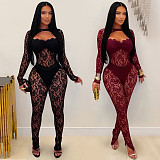 2026 Sexy See-Through Lace Slim-Fit Bodysuit With Hip-Hugging Design BY-7637